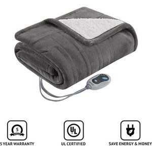 Beautyrest Ultra Soft Sherpa Fleece Electric Heated Poncho Wrap Blanket Throw